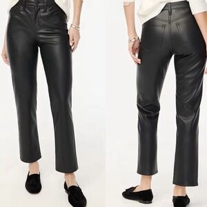 J.Crew‎ Faux Leather Pants Size 30 Black Straight Leg Mid Rise Vegan Leather